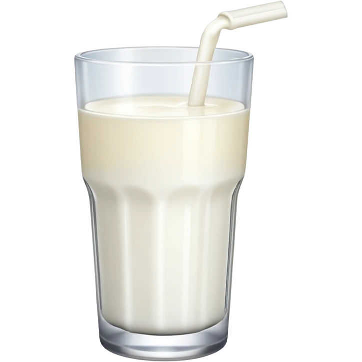 the drink is only milk white, The bottom and mouth of the glass are the same width and thin a toll, There is only white liquid inside, photo realistic, like a third from left emoji