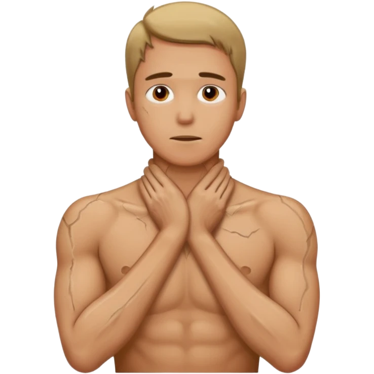 Man with hands around neck emoji