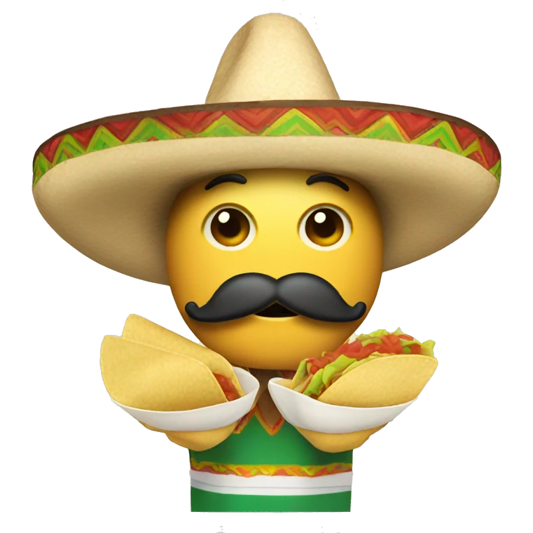 with mustache eating tacos with and sombrero hat  emoji