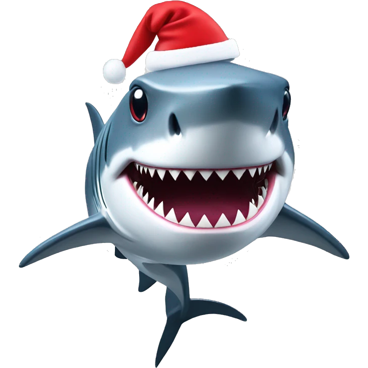 Shark with Christmas hat emoji