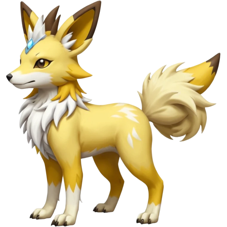 Feral Quadrupedal Digitigrade Manectric-Jolteon-Lycanroc-Furret-Renamon-Zeraora-fusion-hybrid-creature, full body  emoji