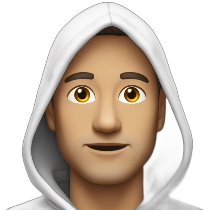 Man wearing white hoddie written gap on it  emoji