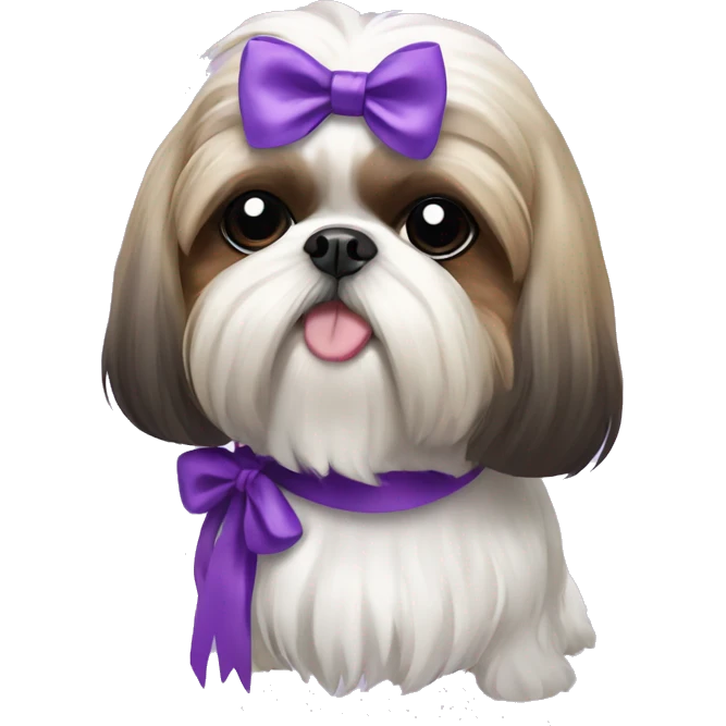 Shih tzu  with purple bow emoji