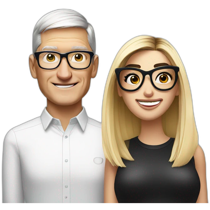 Tim Cook and dua lipa with eyeglasses emoji