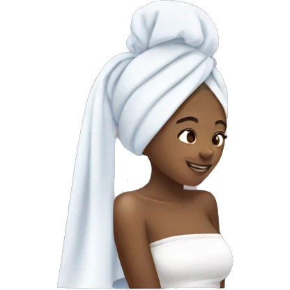 girl doing skincare with towel on her head emoji
