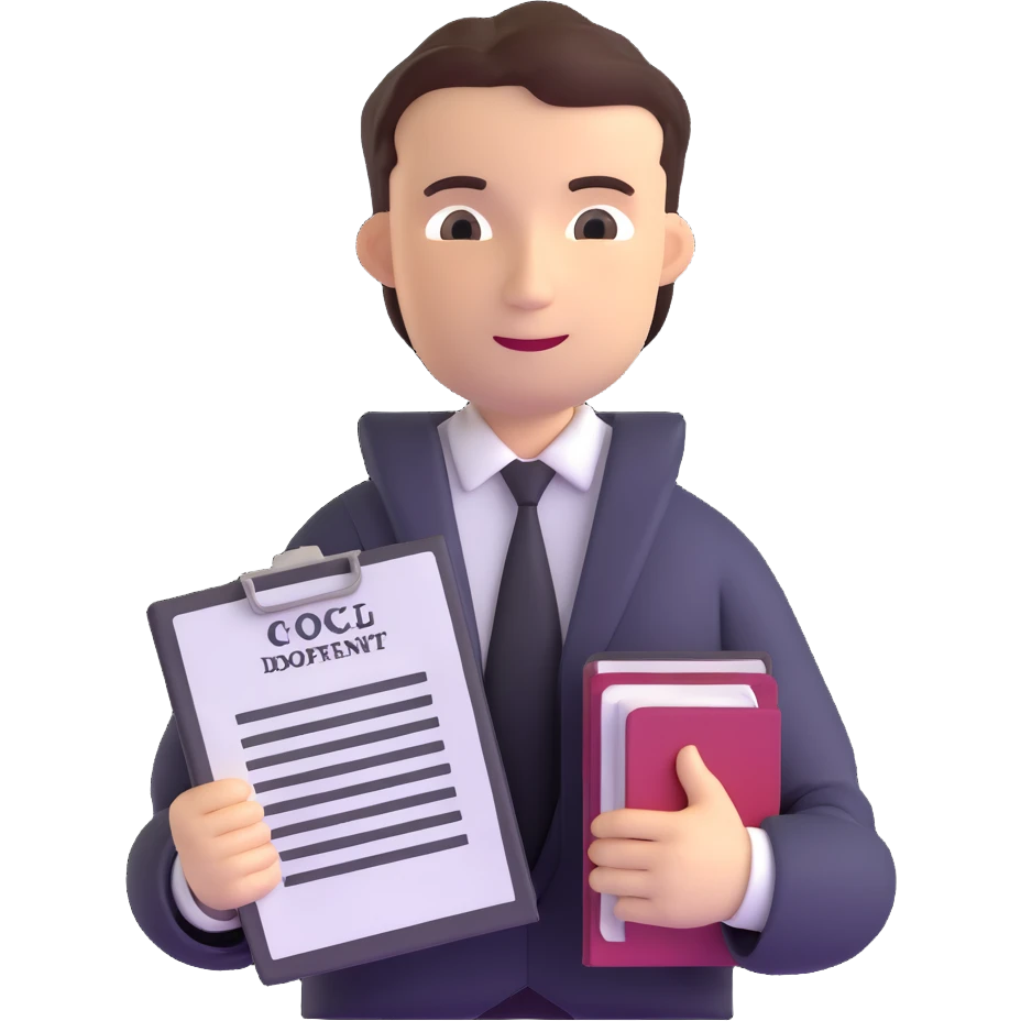 friendly lawyer with a legal document emoji