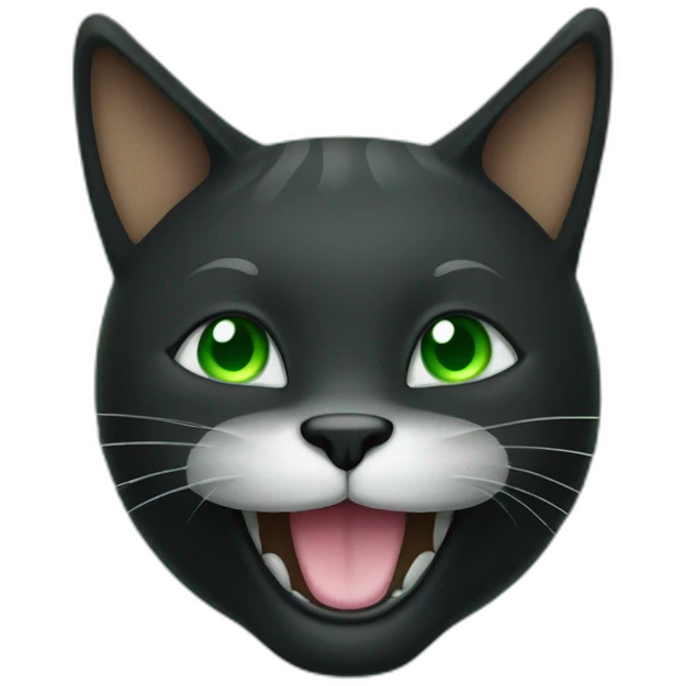 Black and green happy cat face emoji