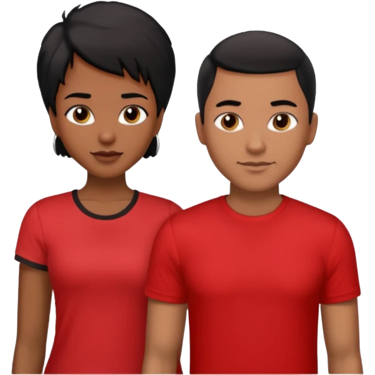 Black lesbian couple with one masculine with short haircut with a t shirt and one feminine with long hair in a blouse emoji