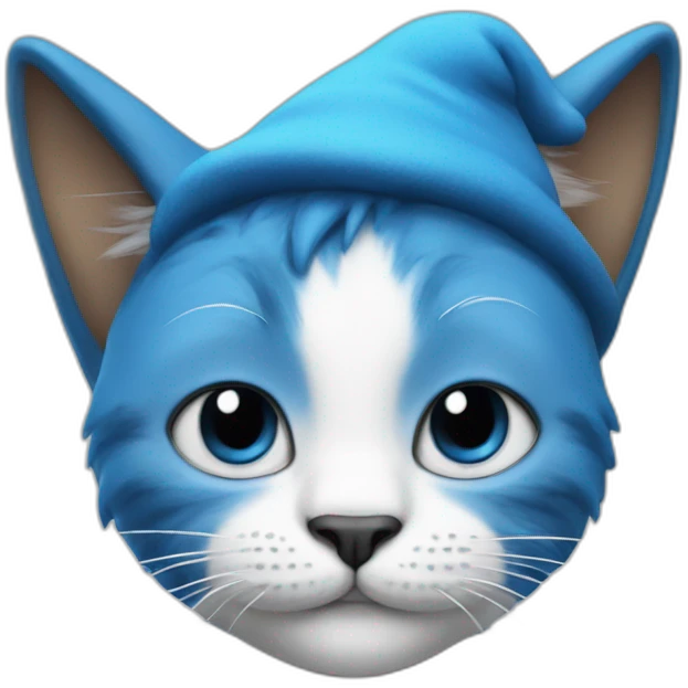 A realistic smurf that is mixed with a cat emoji