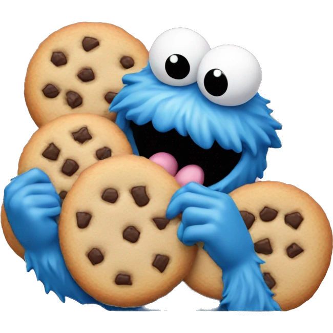 Light Pink cookie monster devouring cookies emoji