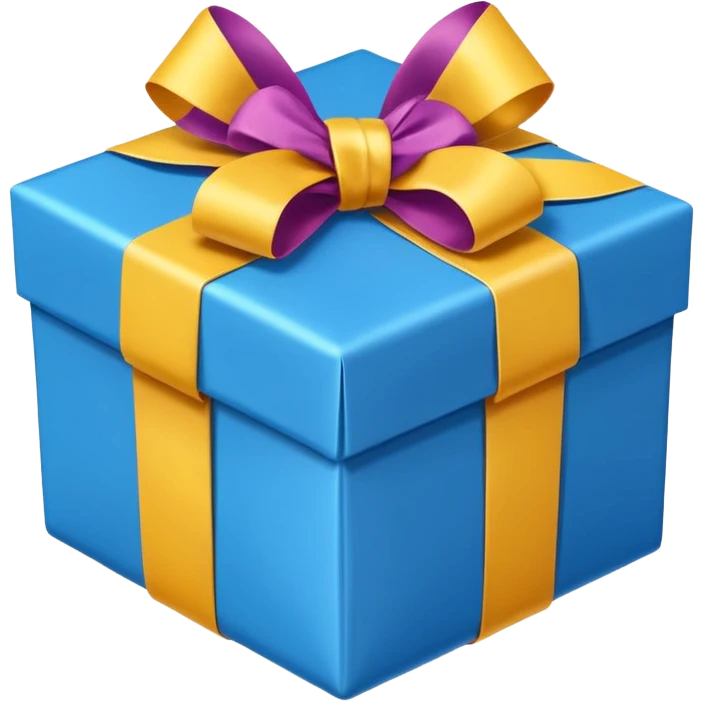 blue gift box with bright colored ribbons emoji