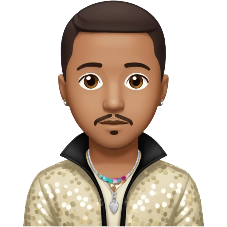 Marques Houston with dark brown hair, ivory sequin outfit emoji