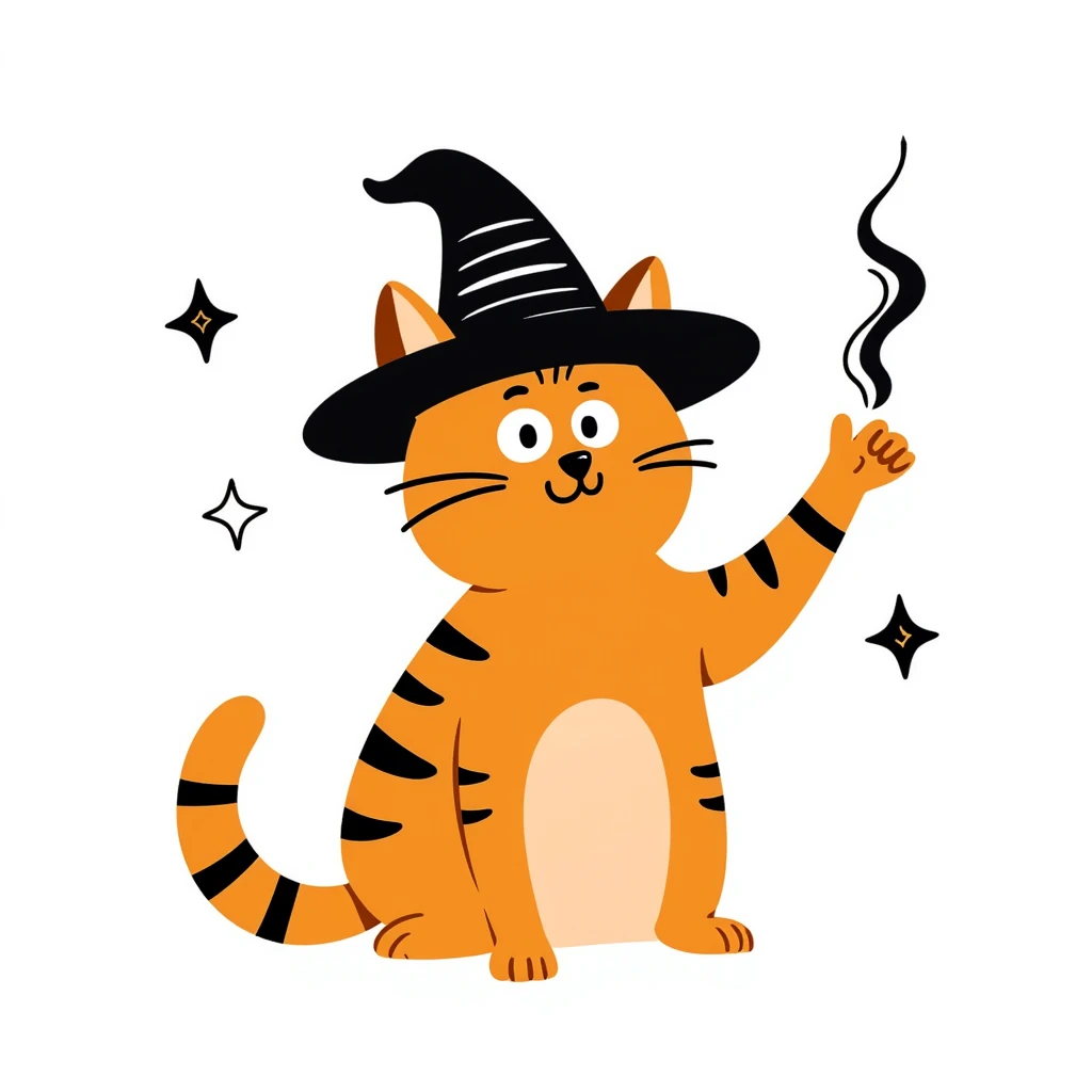 orange cat casting a magic spell with paw raised emoji