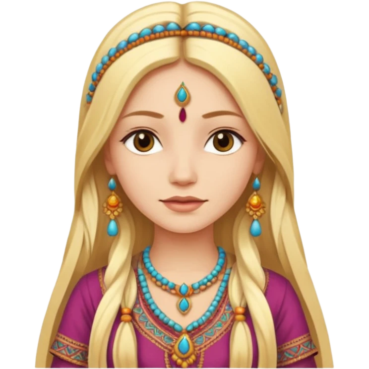 emoticon de una mujer rubia de pelo largo con vestimenta de india emoji