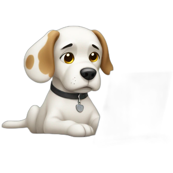 Sad dog is working on computer emoji