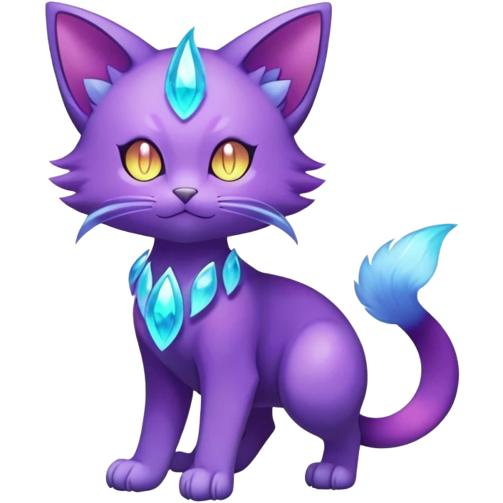 Shiny Magical Elemental Mysterious Purrloin-Delcatty-Pokémon-Fakémon-hybrid-creature (full body) emoji