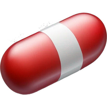 Singular glossy coated oblong red pill capsule emoji