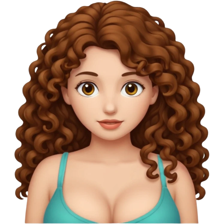 Long curly brown haired female with big boobs emoji