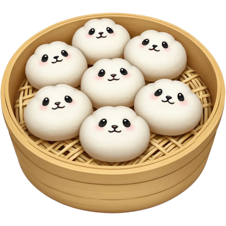 bao buns in bamboo steamer emoji