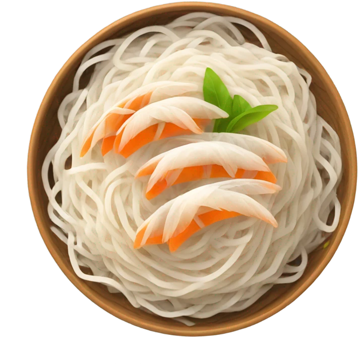 Flat rice noodles with flying wings emoji