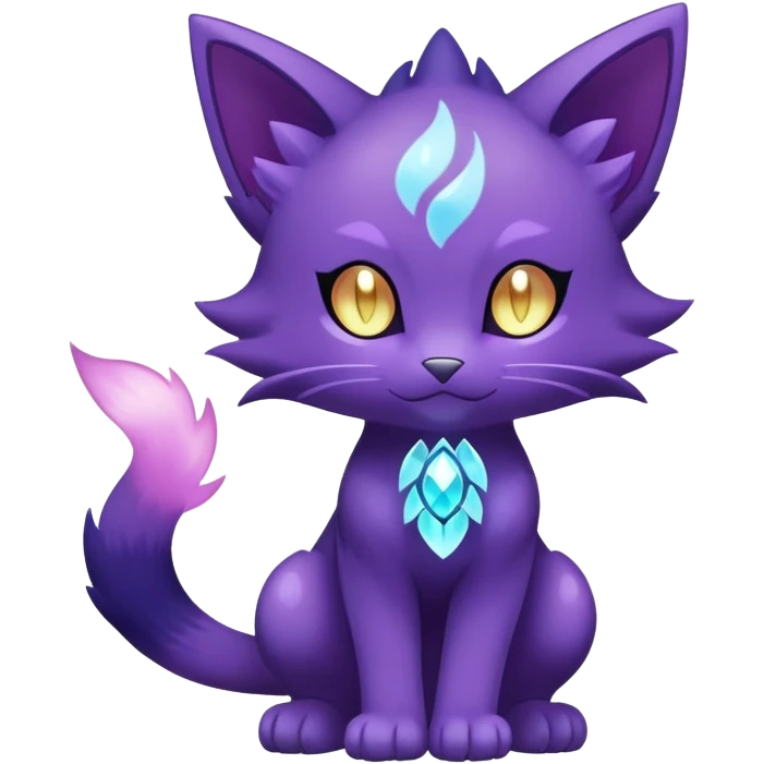 Shiny Magical Elemental Mysterious Purrloin-Delcatty-Pokémon-Fakémon-hybrid-creature (full body) emoji