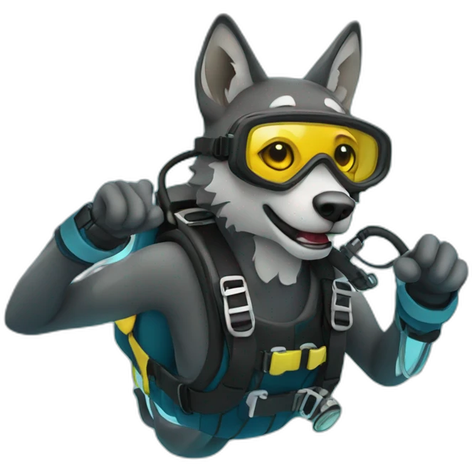 Wolf scuba diving emoji