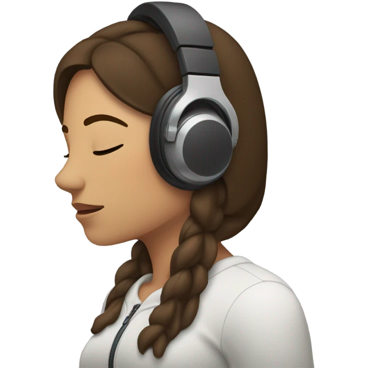 woman with brunette hair closed eyes listening to music with eyes closed and headphones on emoji