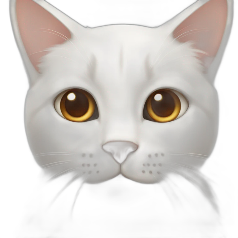 white cat with a little bit brown fur and half brown mouth emoji