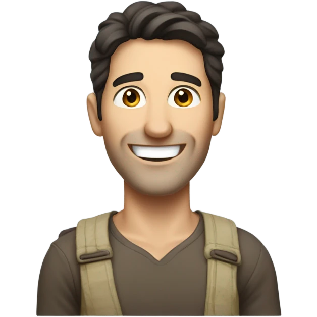Man on an island - white guy with dark hair - not facial hair. Better teeth. More island  emoji