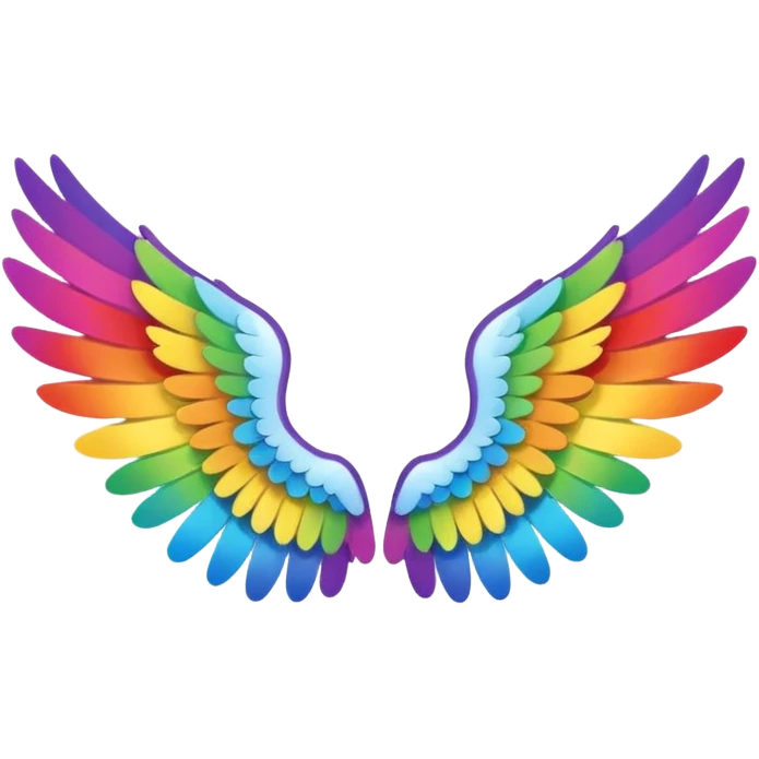 Simple rainbow angel wings. Simple cute small left and right rainbow angel wings. Only wings. emoji