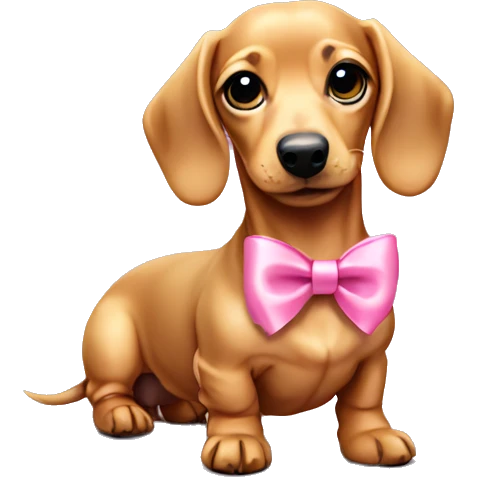 Blonde dachshund puppy with pink bow emoji