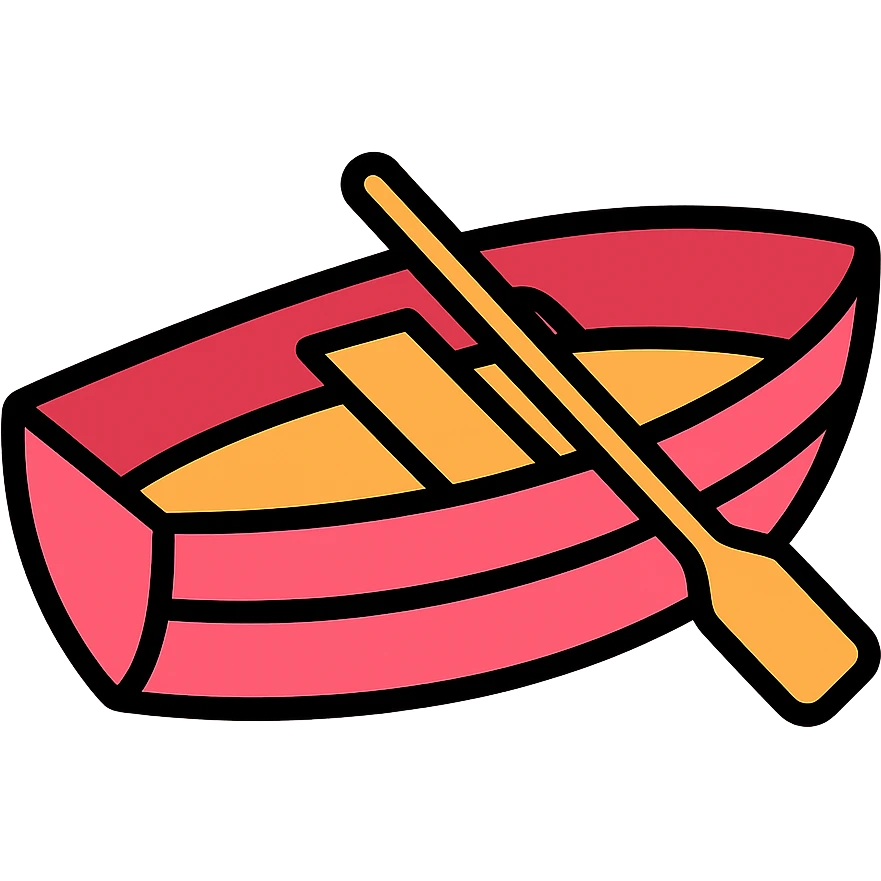 classic pink wooden rowing boat emoji