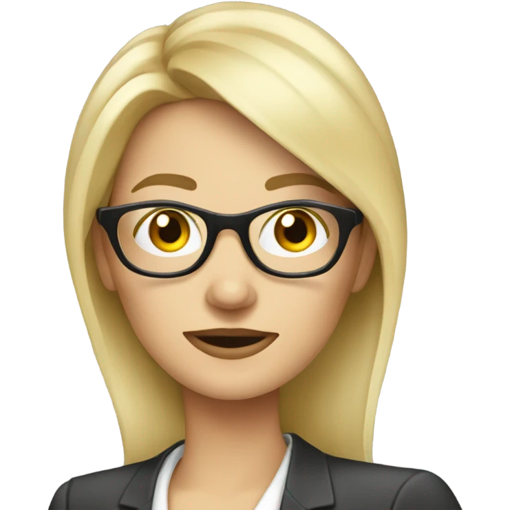 Beautiful blonde pale businesswoman wearing glasses talking on her cell phone emoji