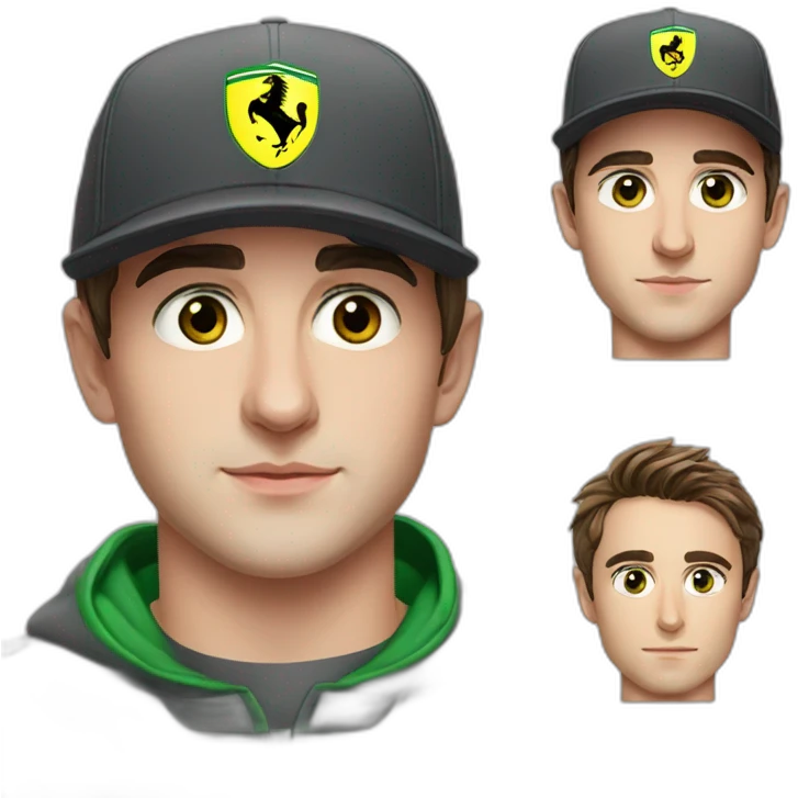 Charles Leclerc red hat ferrari green eyes emoji