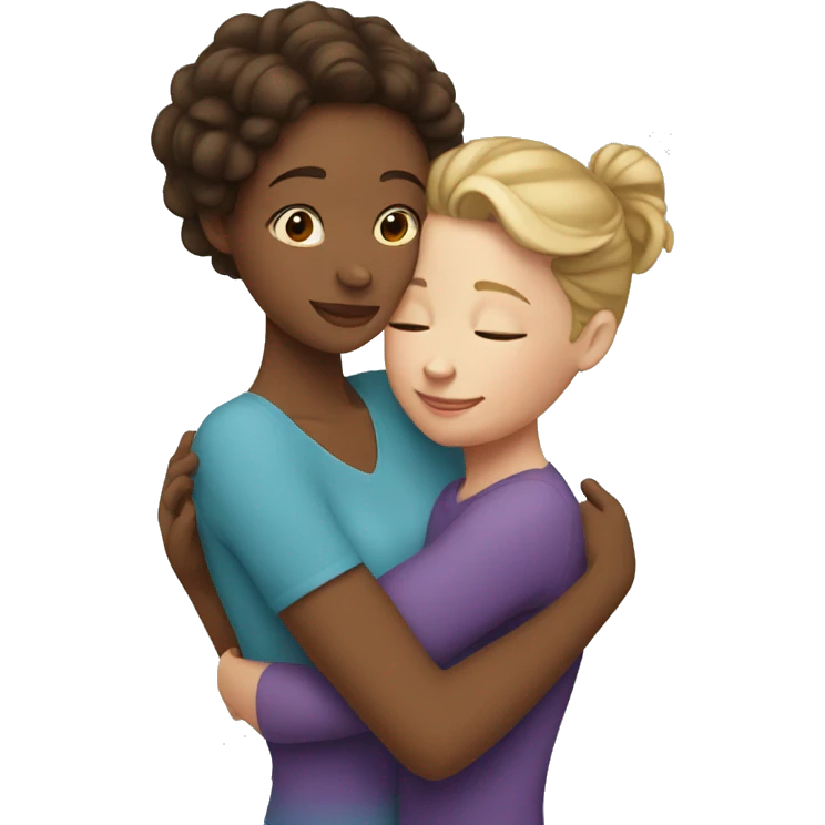 white mom and daughter hugging emoji