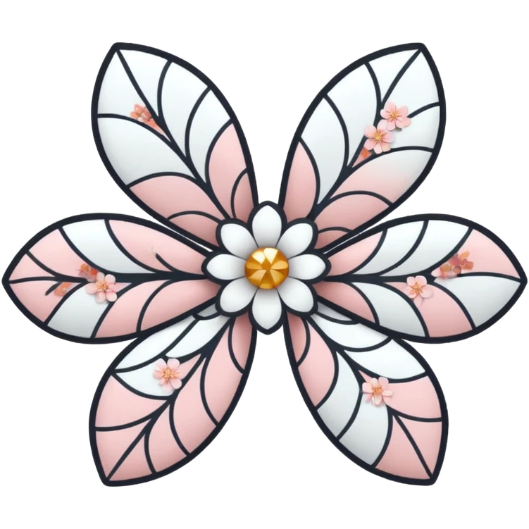 white sakura flower with a bow and mosaic pattern petals emoji