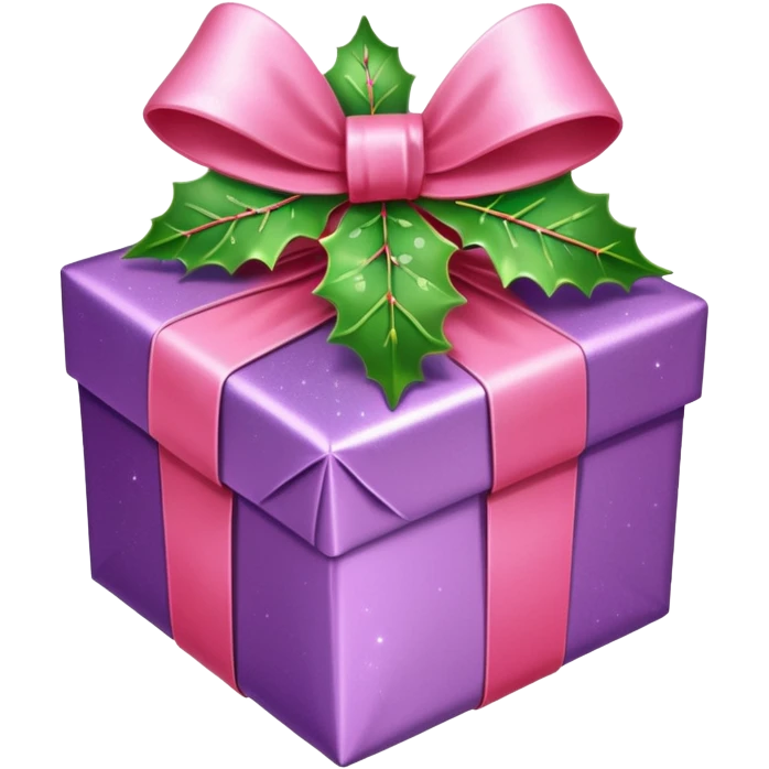 christmas gift with mistletoe magic color and peppermint pink bow emoji