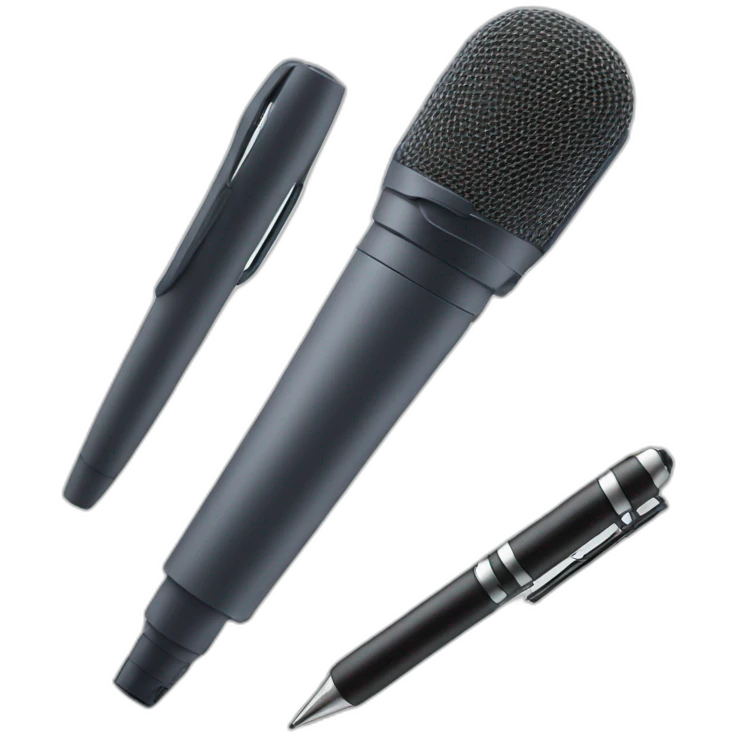 microphone with laptop and pen emoji