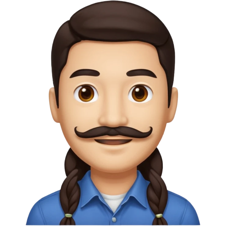 Chi Cheng long dark brown hair and mustache emoji