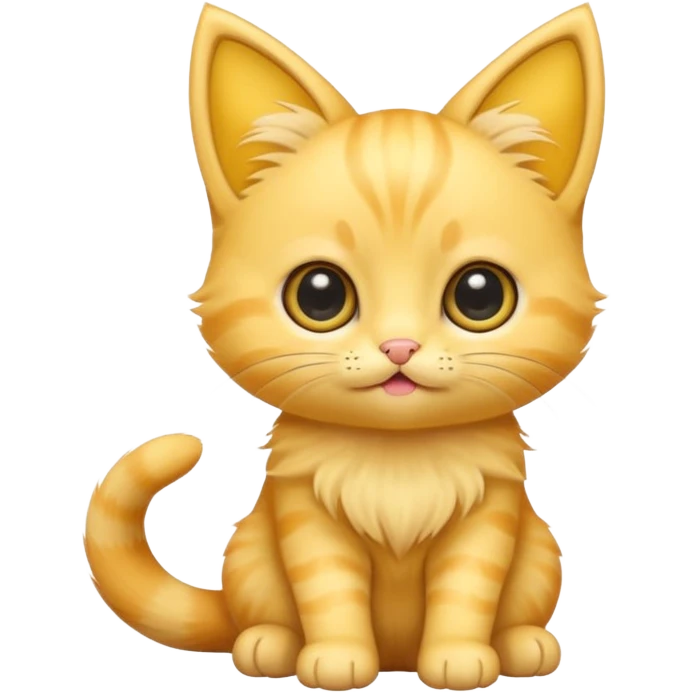 A cute cartoon yellow kitten sitting and wagging its tail and animated. emoji