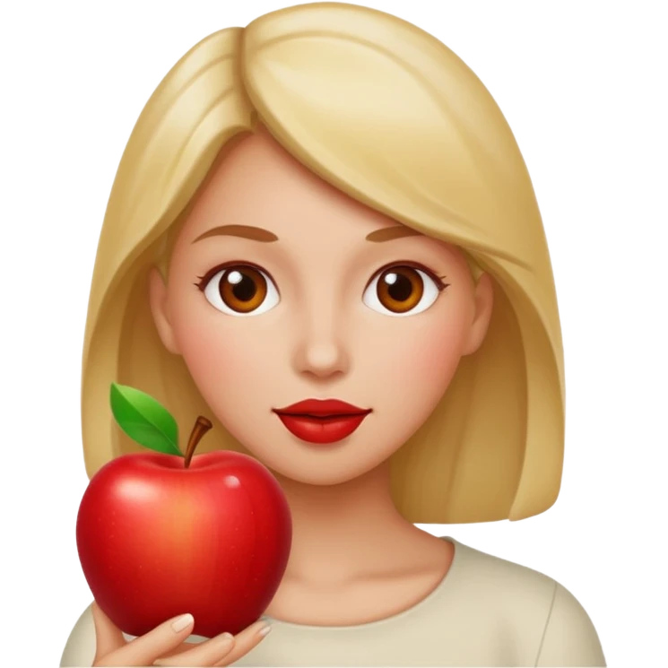 emoji of woman eating a red apple emoji