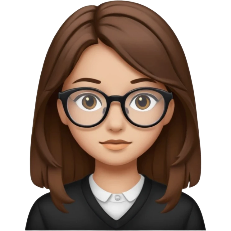 ragazzina di 16 anni castana capelli lunghi con occhiali neri  emoji