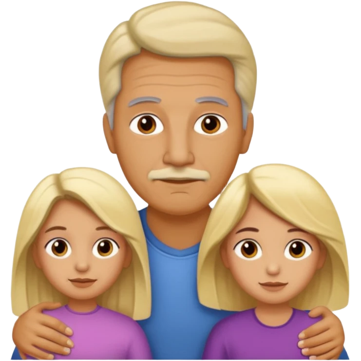 Papá CALVO moreno, hija rizada con pelo largo  y mamá rubia con pelo lacio  pero que NO se abracen emoji