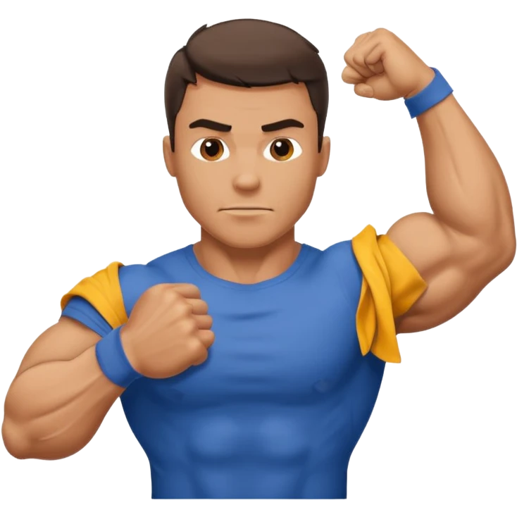 Muskelman der seinen Bizeps anspannt und das der t-shirt Ärmel auf reißt  emoji