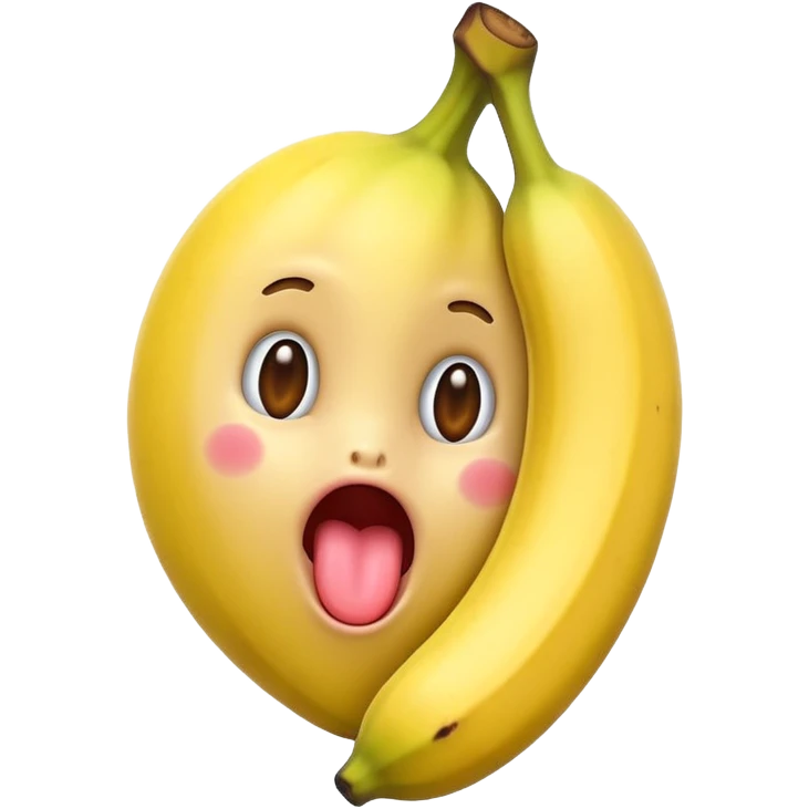 a banana emoji with the end of it in the mouth of a normal heart eyes emoji with its tongue out emoji