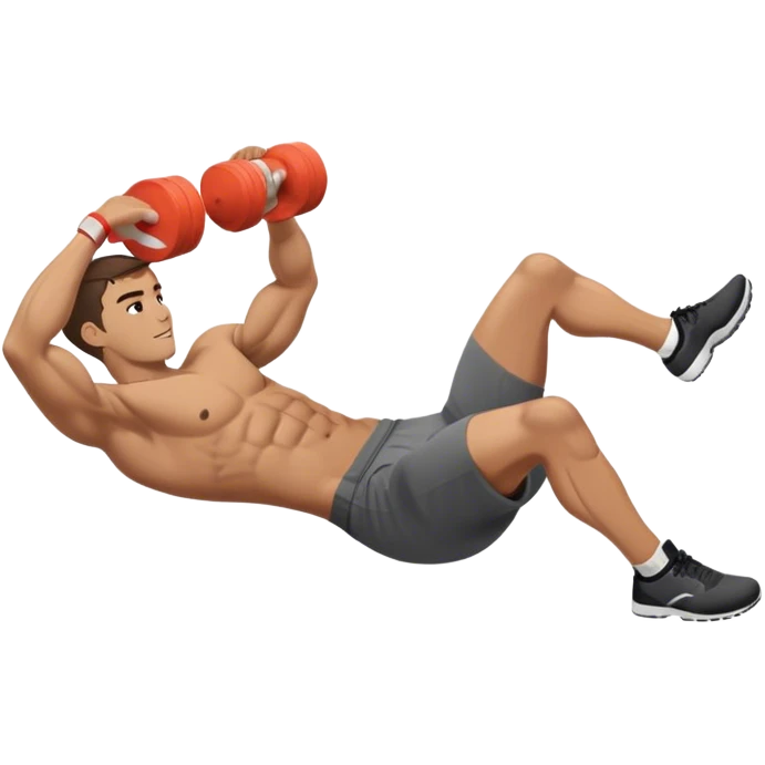 side-view of guy doing decline abdominal Crunches with sixpack emoji