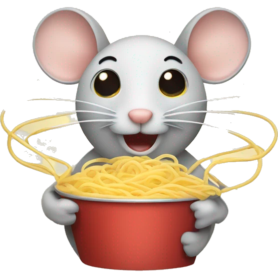 Mouse with noodles emoji
