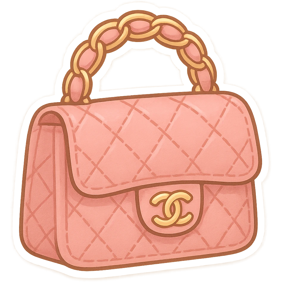 Luxury Chanel handbag pink emoji