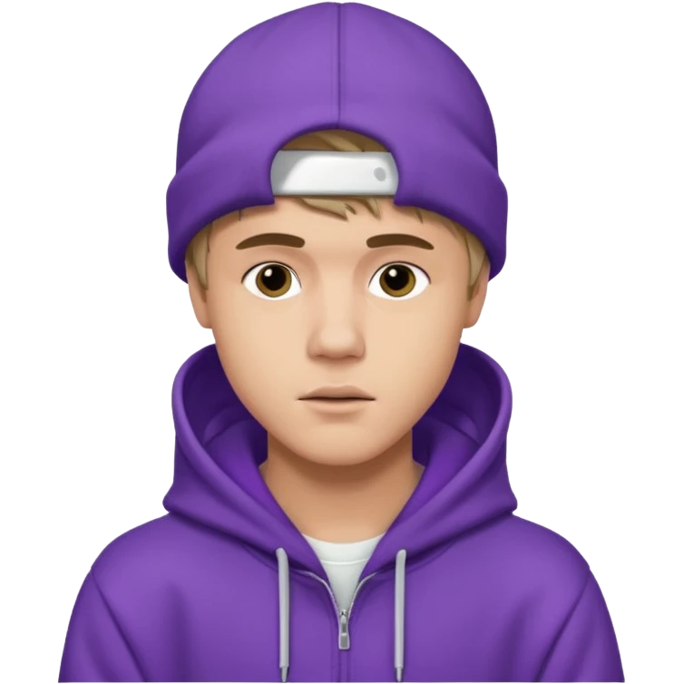 justin bieber, wear purple hoodie emoji