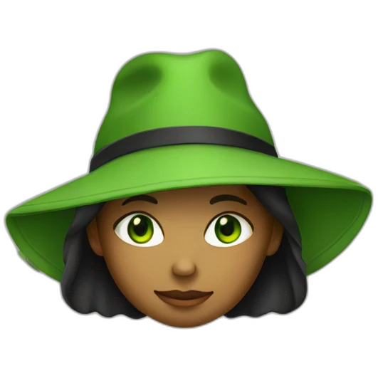 A child with green eyes, wearing a black Sun hat  and a green T-shirt with a black letter “G” on T.Shirt emoji